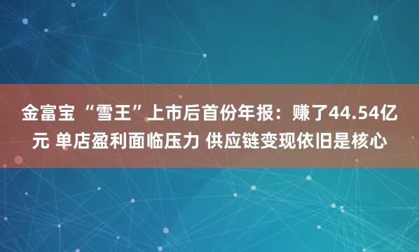 金富宝 “雪王”上市后首份年报：赚了44.54亿元 单店盈利面临压力 供应链变现依旧是核心
