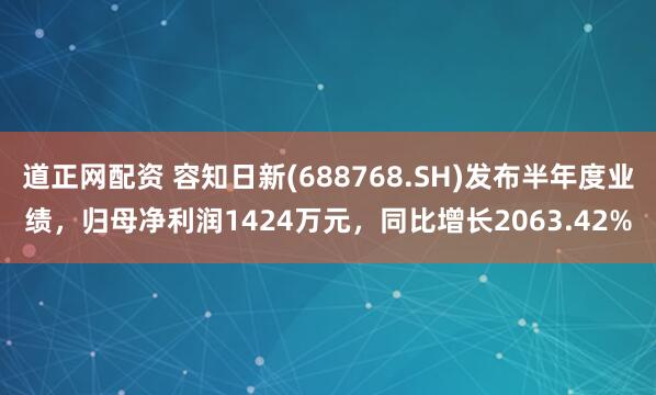 道正网配资 容知日新(688768.SH)发布半年度业绩，归母净利润1424万元，同比增长2063.42%
